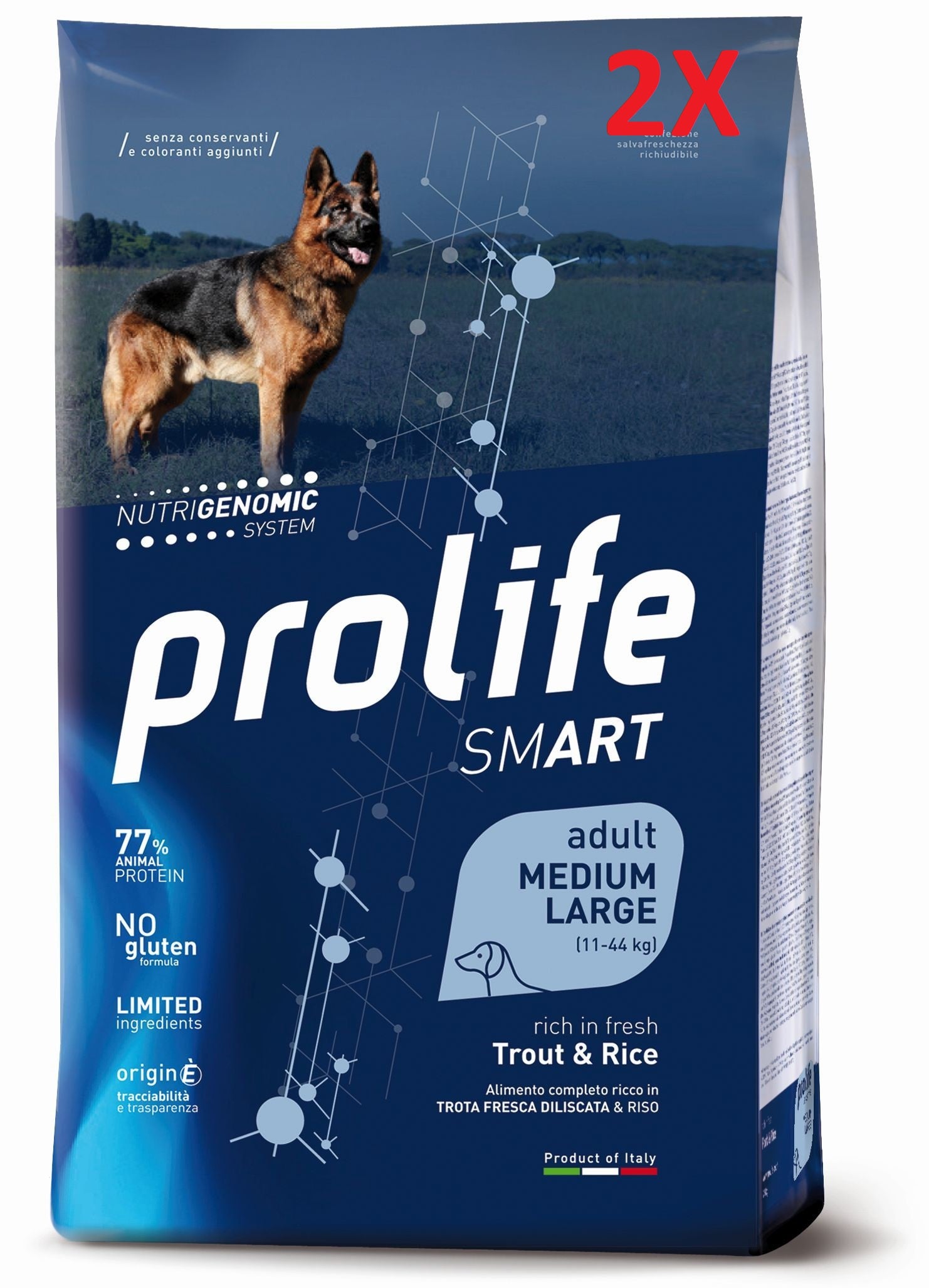 Prolife Smart Adult Trota e Riso - 12kg - 2 Sacchi Prolife Smart Adult Trota e Riso - 12kg - 2 Sacchi